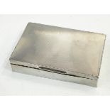 Silver cigarette box, Birmingham 1960 of plain rectangular engine-turned form,