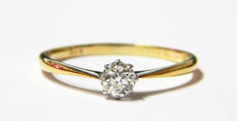Gold and solitaire diamond ring, approx. 0.