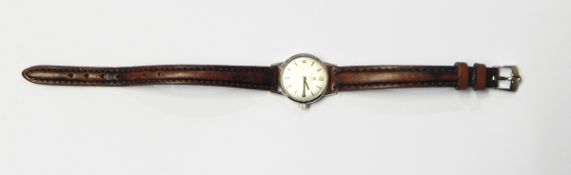 Lady's Omega stainless steel wristwatch on leather strap