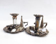 Pair of silver candlesticks of baluster form, on circular bases,