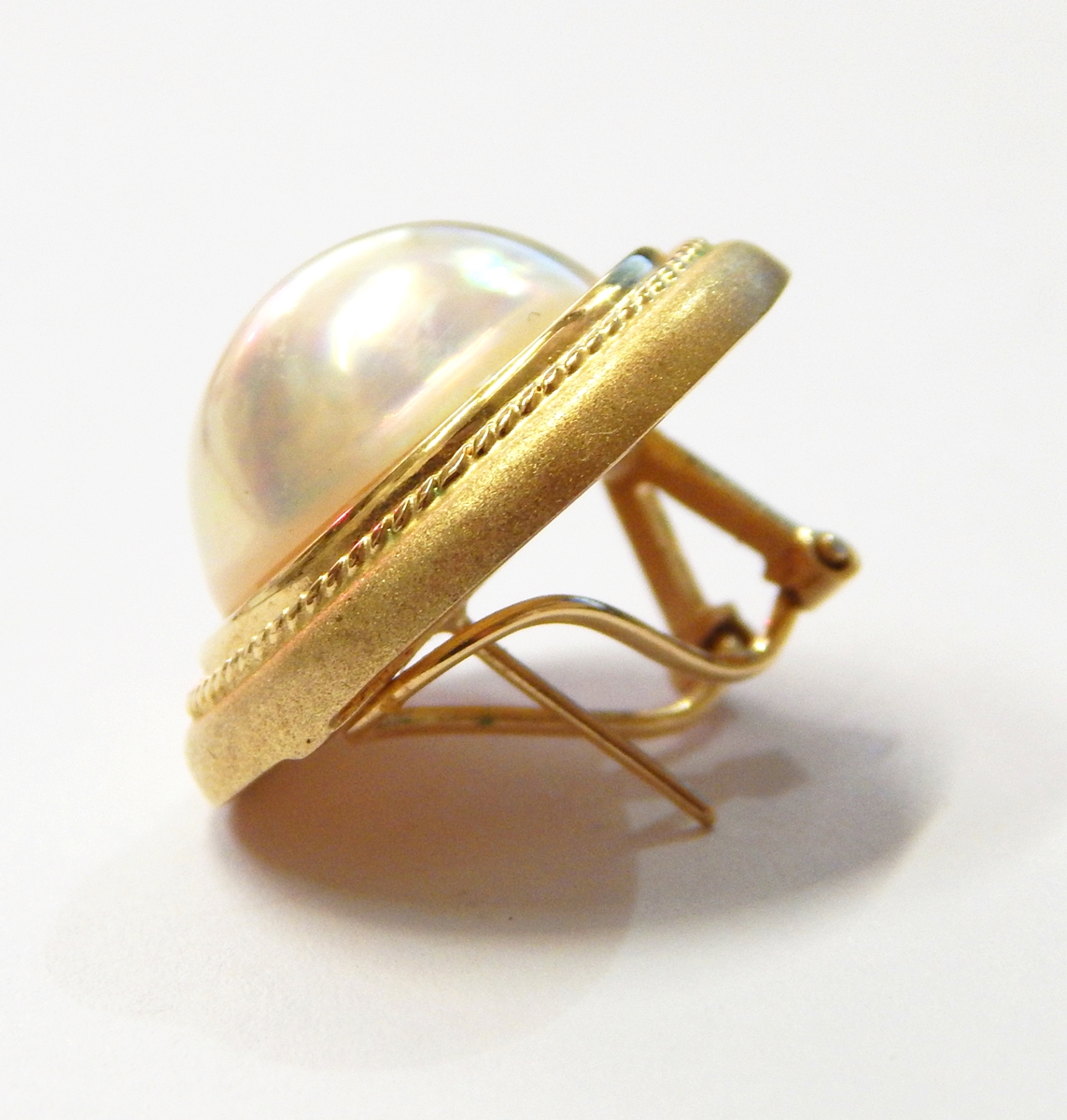 Pair 18ct gold and pearl earrings, - Image 4 of 5