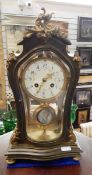 Late 19th century Japy Freres brass and ormolu mounted mantel clock of rococo style,