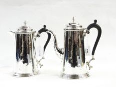 Edwardian silver coffee pot and hot water jug set by Marples & Co,