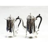 Edwardian silver coffee pot and hot water jug set by Marples & Co,