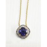 9ct gold and tanzanite pendant,