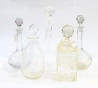 Two shaft and ball glass decanters and other items