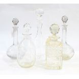 Two shaft and ball glass decanters and other items