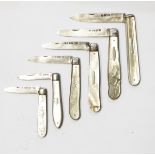 Victorian silver folding fruit knife with mother-of-pearl handle, Birmingham 1850 by Georgie Knight,