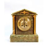 19th century green onyx and gilt metal mantel clock with eight-day striking movement,