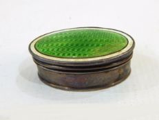 Silver and enamel pill box, Birmingham 1910 of oval form,