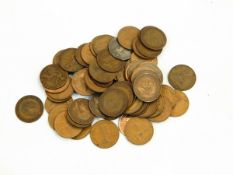 Quantity of British silver and copper coinage and three bank notes
