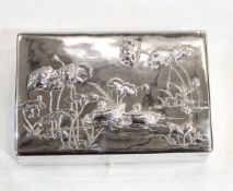 Chinese silver cigar box, possibly by Sing Fat, Canton, early 20th century, of rectangular form,