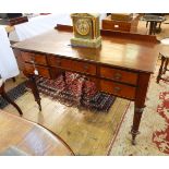 Mid 19th century mahogany kneehole writing table having an arrangement of five drawers,