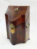 George III inlaid mahogany serpentine fronted knife box,