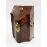 George III inlaid mahogany serpentine fronted knife box,