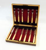 Set of six silver plate 'Kings' pattern soup spoons (boxed) together with part set of six silver