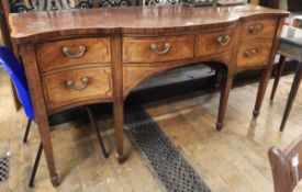 George III inlaid and cross banded mahogany serpentine-fronted sideboard fitted cellarette,