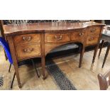 George III inlaid and cross banded mahogany serpentine-fronted sideboard fitted cellarette,