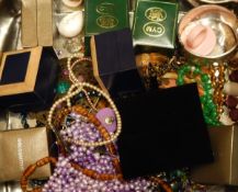 Quantity of costume jewellery including dyed pearls and jewel boxes