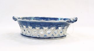 18th century Spode blue and white chestnut basket and stand,