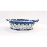 18th century Spode blue and white chestnut basket and stand,