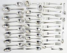 Suite of George III silver Old English pattern flatware by William Eley and William Fearn,
