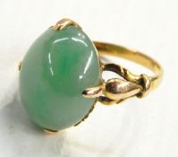 Gold and jade ring,