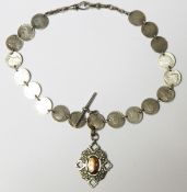 Victorian silver watch chain,