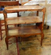 19th century French-style kingwood dwarf etagere with three shelves,