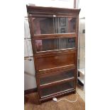 Five-section oak Wernicke bookcase, the centre section as a secretaire,