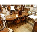 19th century mahogany D-end extending dining table, with two drop leaves and two D-ends,