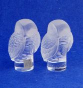 Pair of glass-moulded Lalique owls
