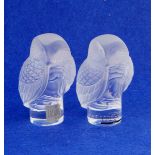 Pair of glass-moulded Lalique owls