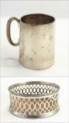 Silver mug, Birmingham 1928, of plain tapering circular form, 7.