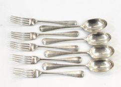 Victorian suite of silver rattail pattern flatware by Josiah Williams & Co (Jackson & Fullerton),