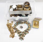 Quantity of costume jewellery including a bracelet with panels of purple paste,