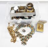 Quantity of costume jewellery including a bracelet with panels of purple paste,