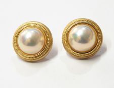 Pair 18ct gold and pearl earrings,