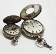 Gent's silver-cased half-hunter pocket watch, the enamelled face inscribed "P Orr & Sons,