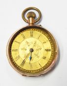 9ct gold cased open-faced pocket watch (af)