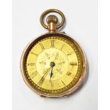 9ct gold cased open-faced pocket watch (af)