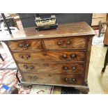 George III inlaid mahogany chest of two short and three long drawers, with brass bail handles,