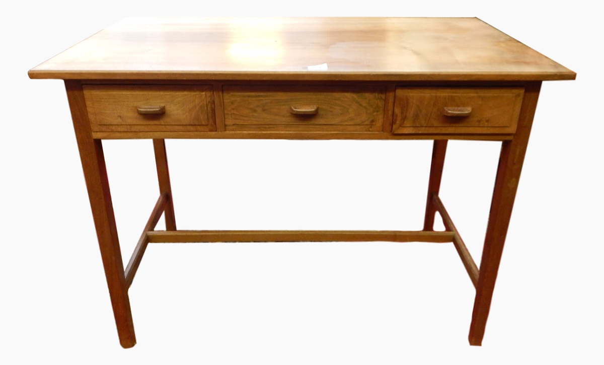 Peter Waals walnut side table, rectangular, the top with inset quadrant moulding,