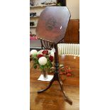 19th century painted mahogany music/reading stand having octagonal adjustable top painted with