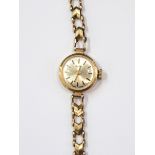 Lady's 9ct gold Bentina bracelet watch on 9ct gold chevron link bracelet