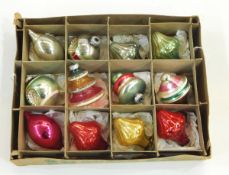 Collection of mid 20th century vintage glass Christmas tree decorations of various forms,