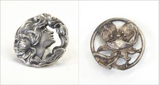 Set of six Edwardian silver buttons by Crisford & Norris, Birmingham 1903,