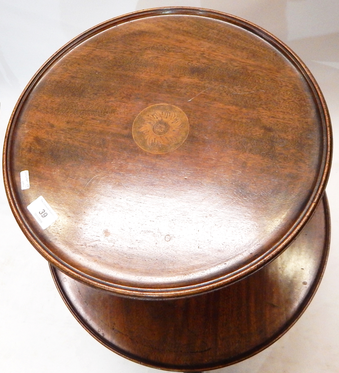 19th century mahogany circular standing Lazy Susan having graduated circular trays, - Image 2 of 2