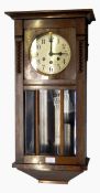 20th century wall clock with Westminster chime, glazed door,