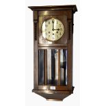 20th century wall clock with Westminster chime, glazed door,